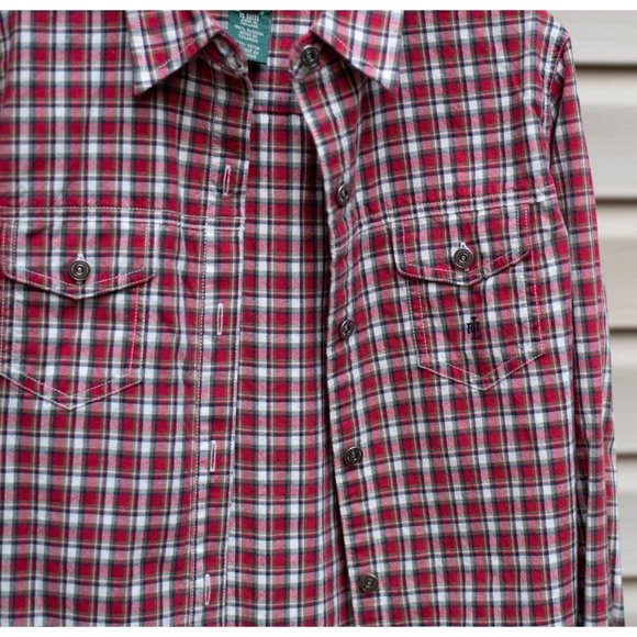 Ralph Lauren Shirt Womens Size PM Red Plaid Button Up LRL Metal Buttons Cotton - Picture 2 of 6